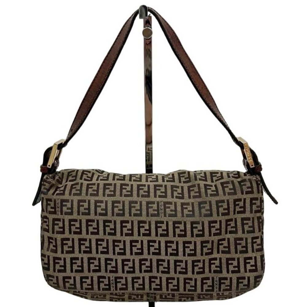 Authentic FENDI Mamma Zucca Zucchino Bucket Baguette Tan Gold Flap Bag Purse - Picture 4 of 15